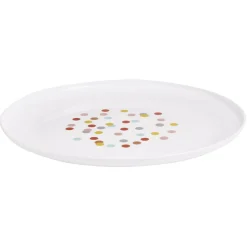 Assiette ronde en plastique décor pois multicolore