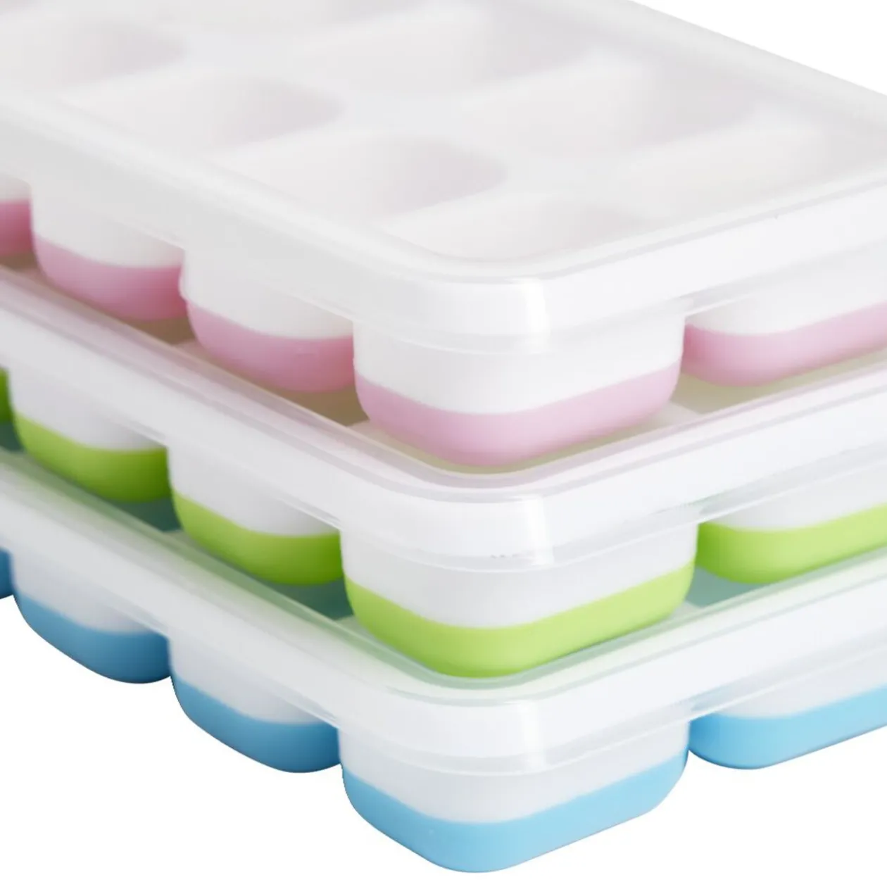 Bac à 14 glaçons avec couvercle 21x8cm - 3 coloris