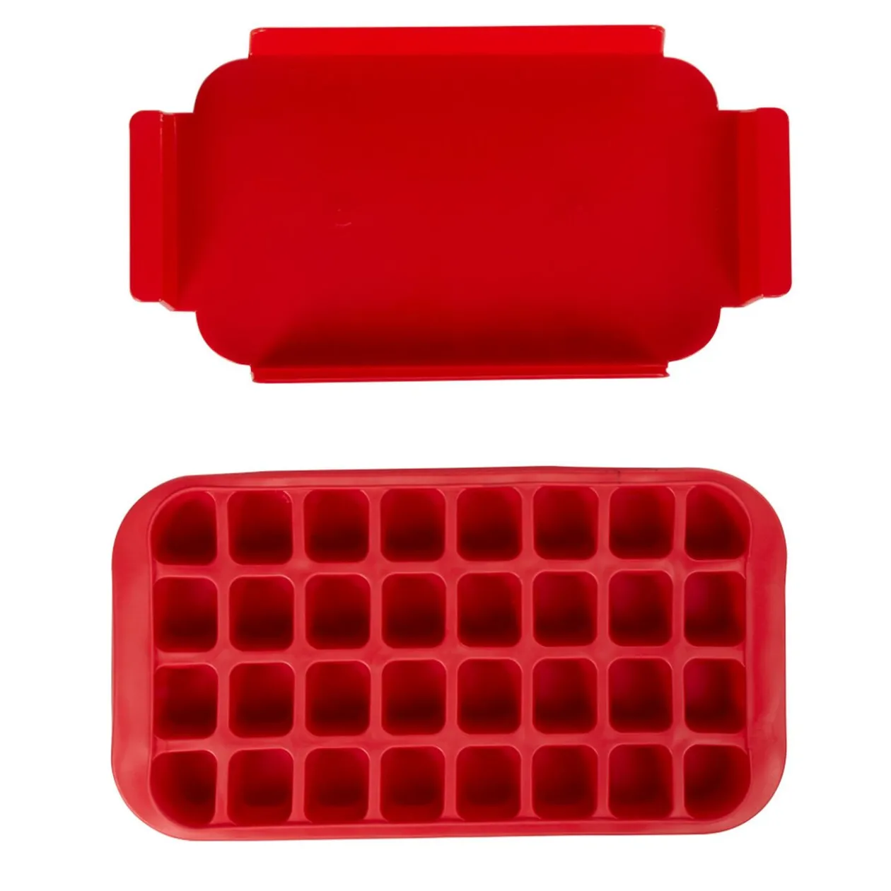 Bac à glaçons avec support 32 compartiments rouge