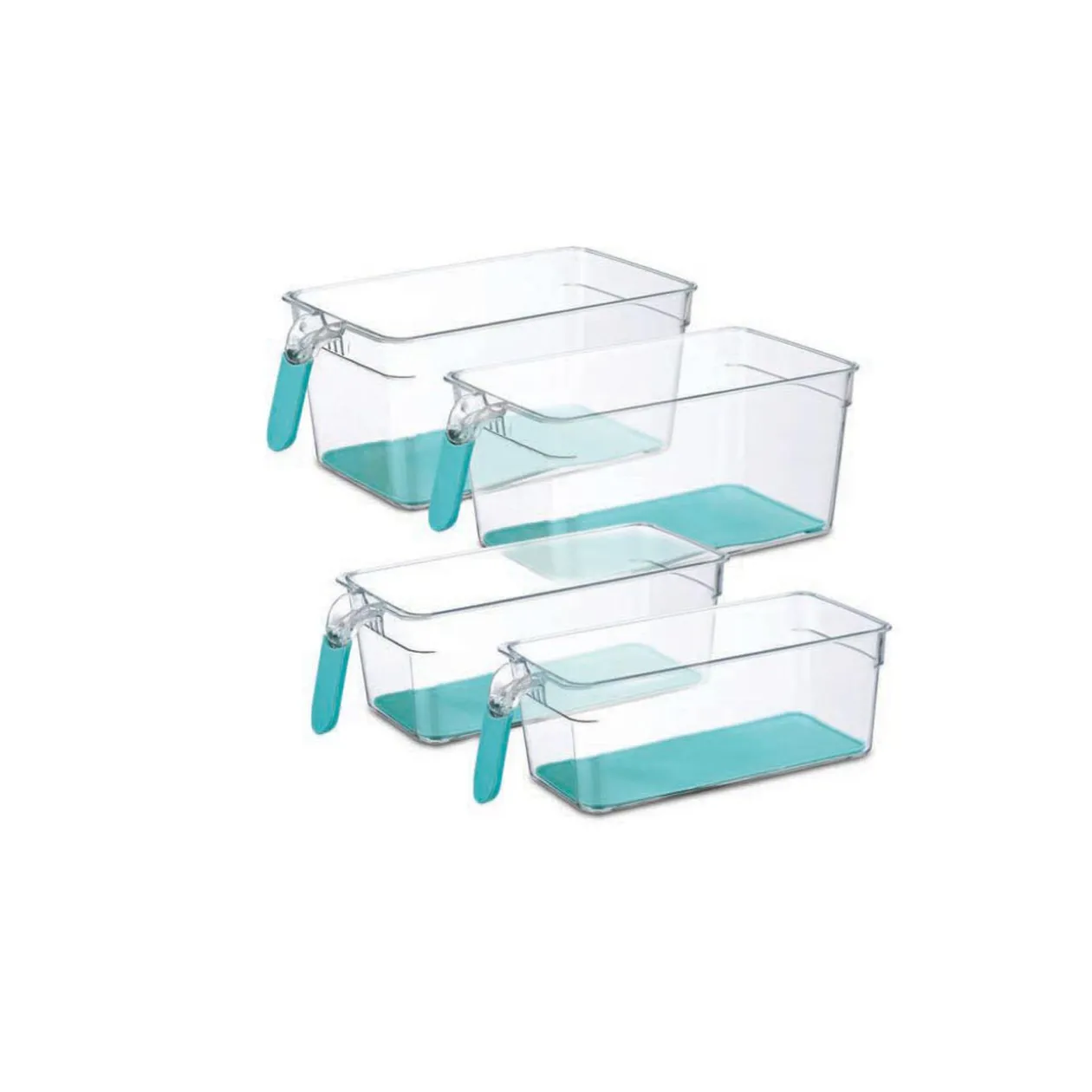 Bac de rangement pour frigo avec poignée x4