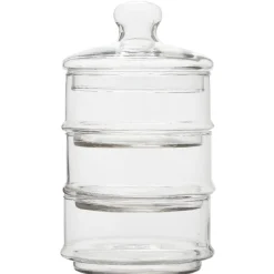 Bocal bonbonnière 3 compartiments en verre transparent