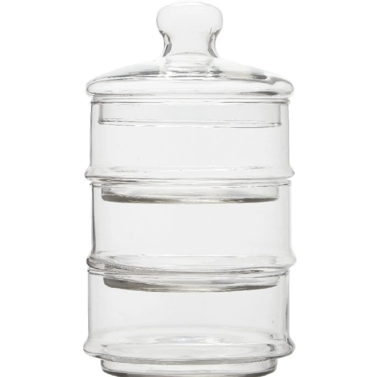 Bocal bonbonnière 3 compartiments en verre transparent