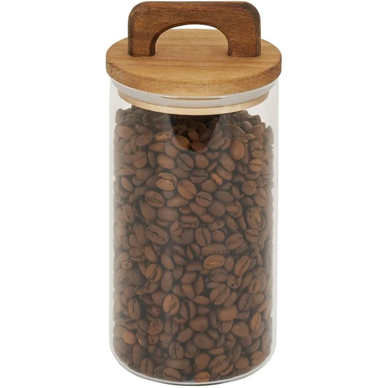 Bocal de conservation 800ml en verre avec couvercle en bois Ø9,5xH14cm