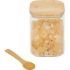 Bocal en verre transparent 850ml avec couvercle et cuillère en bambou