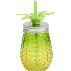 Bocal verre et paille ananas coloré