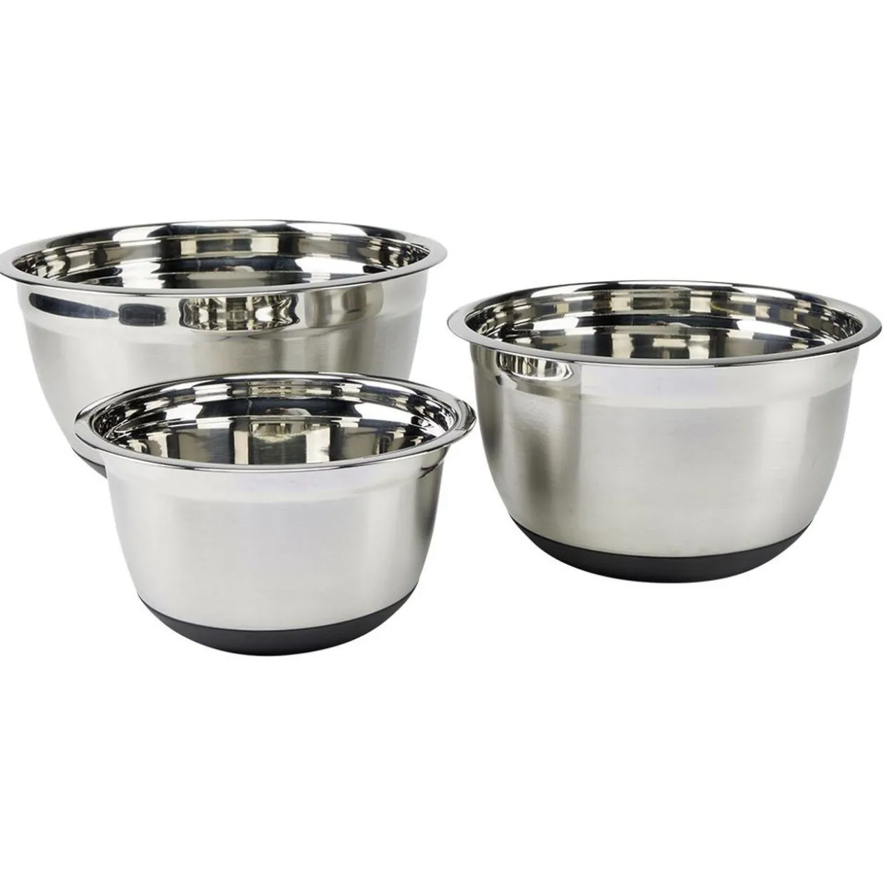 Bol à mixer inox avec couvercle et anse antidérapante silicone noir x3