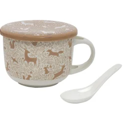 Bol à soupe avec couvercle et cuillère en porcelaine