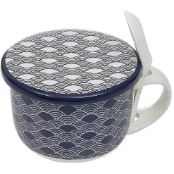 Bol à soupe avec couvercle et cuillère en porcelaine