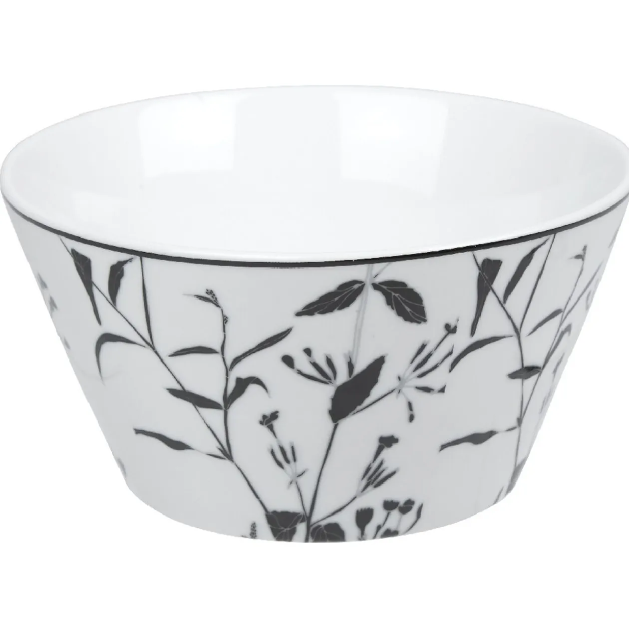 Bol blanc décor tiges feuilles noires