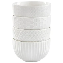 Bol embossé blanc x4