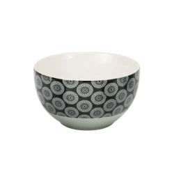 Bol en porcelaine motif rosace noir blanc