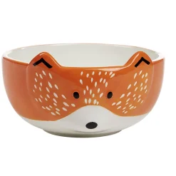 Bol forme tête de renard en faïence marron et blanc