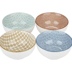 Bol japonais motif géométrique 4 couleurs x4