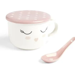 Bol jumbo 62cl avec cuillère et couvercle blush girly