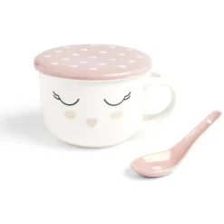 Bol jumbo 62cl avec cuillère et couvercle blush girly