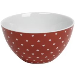 Bol rouge design coeurs blancs