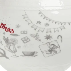 Bonbonnière en céramique décor Noël rouge blanc