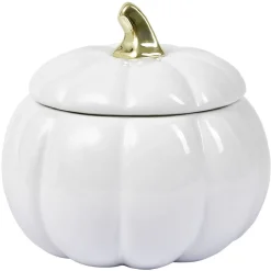 Bonbonnière Halloween forme citrouille porcelaine blanc Ø18 cm