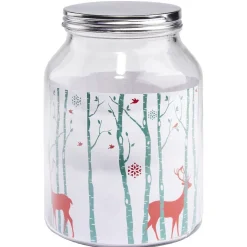 Bonbonnière Noël rennes verre cordelette rouge et blanc 3 L