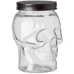 Bonbonnière transparente design Tête de mort Halloween 1,5L