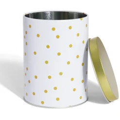 Boîte à biscuits ronde métal blanc doré Ø10,5H14cm