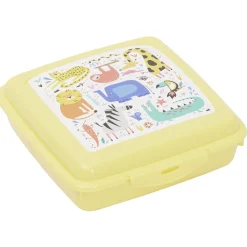 Boîte à goûter carrée plastique jaune 15x14,5xH5cm