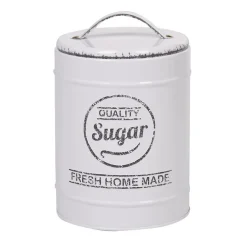 Boîte à sucre métal blanc cassé