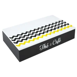 Boîte à thé et café zigzag noir blanc et jaune