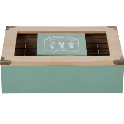 Boîte à thé My little garden en bois couvercle aluminium