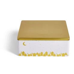 Boîte alimentaire carré en fer décor doré 26x26xH10cm