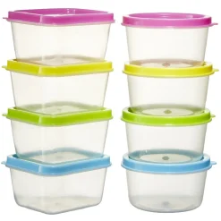 Boîte alimentaire couvercle multicolore 65 ml x8