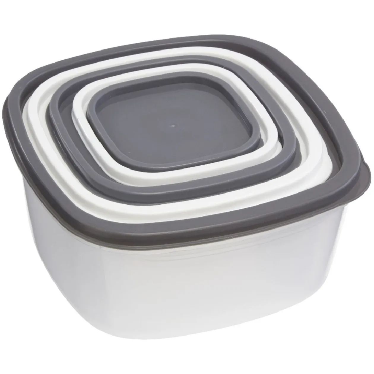 Boîte alimentaire transparente couvercle gris et blanc x5