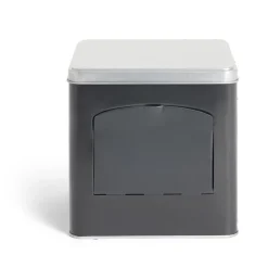 Boîte conservation avec ouverture métal noir et gris 14,5x14,5x14,5cm