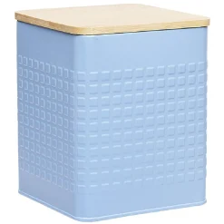 Boîte de conservation en métal avec couvercle en bambou