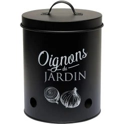 Boîte de conservation métal noir pour oignon