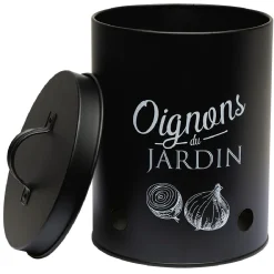 Boîte de conservation métal noir pour oignon