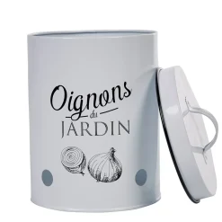 Boîte de conservation vintage en métal pour oignons