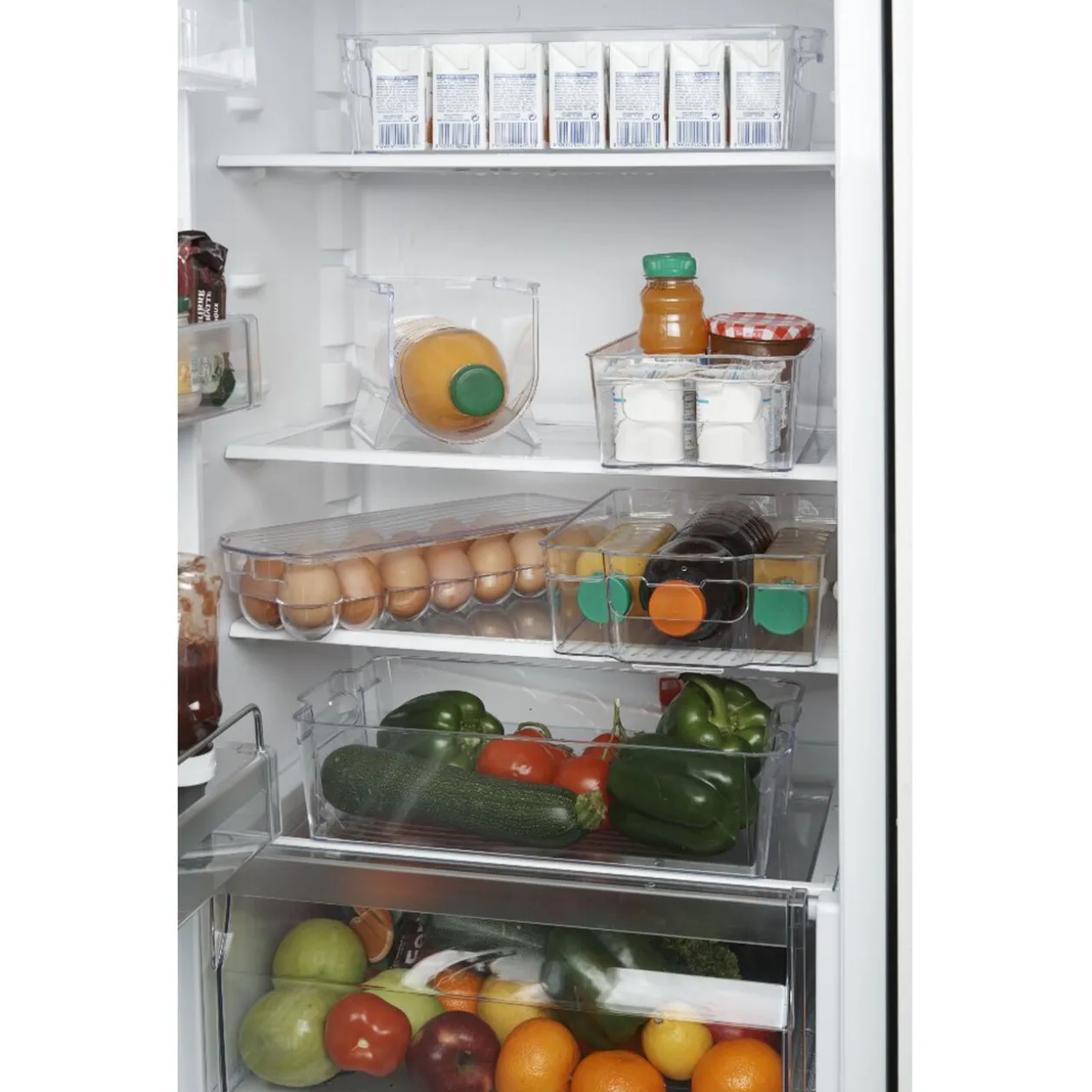 Boîte de rangement étroite transparente pour réfrigérateur