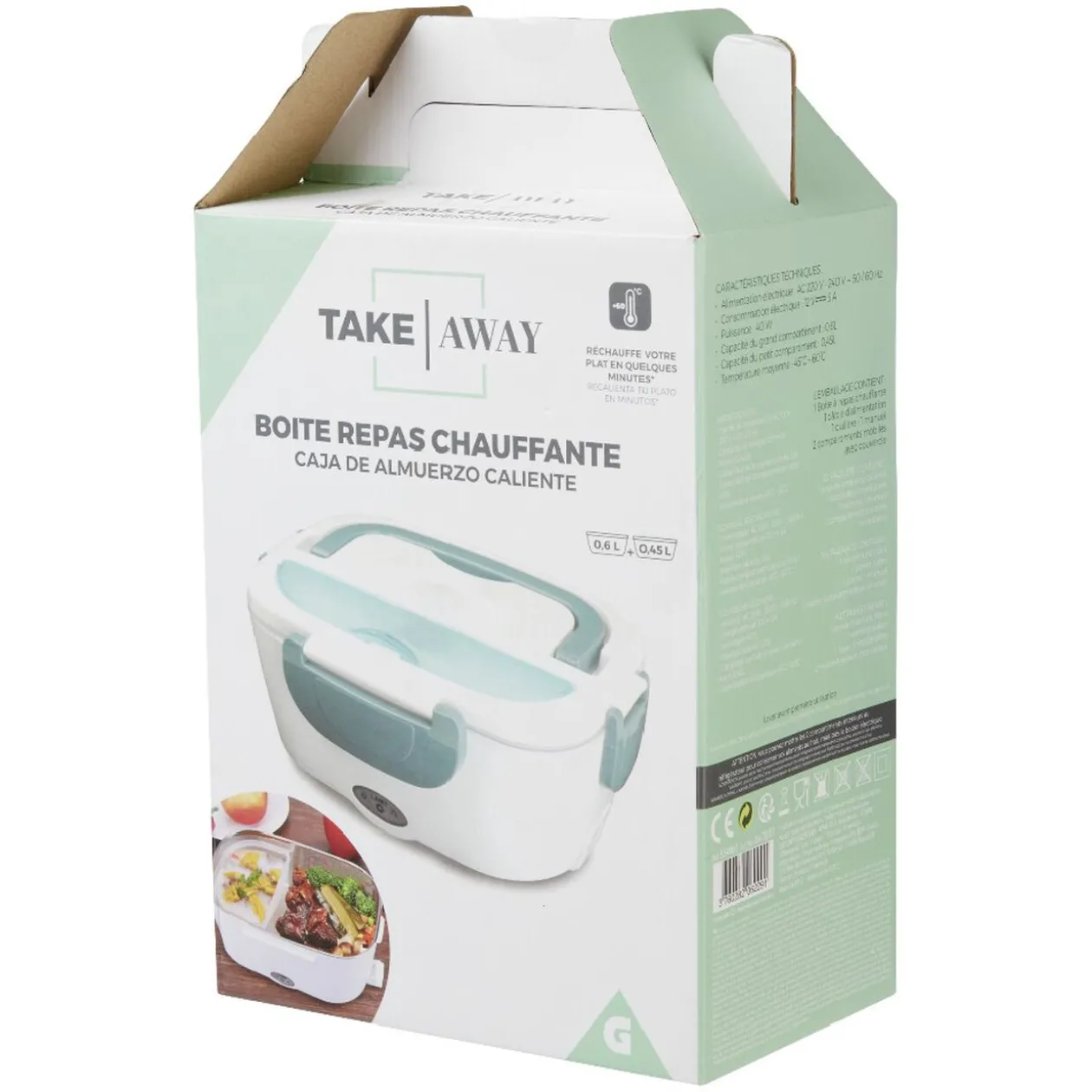 Boîte lunch chauffante 2 compartiments 1 cuillère