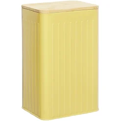 Boîte rectangulaire métal embossée couvercle bambou 12,8x10xH20,5cm