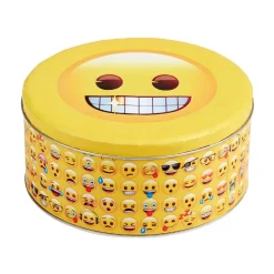 Boîte ronde métallique design Emoji face