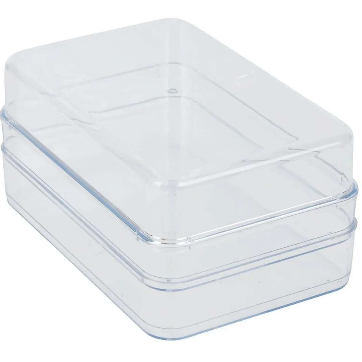 Boîte transparente à 2 niveaux pour frigo 2,5L - L.21,5x14,5xH10,5cm