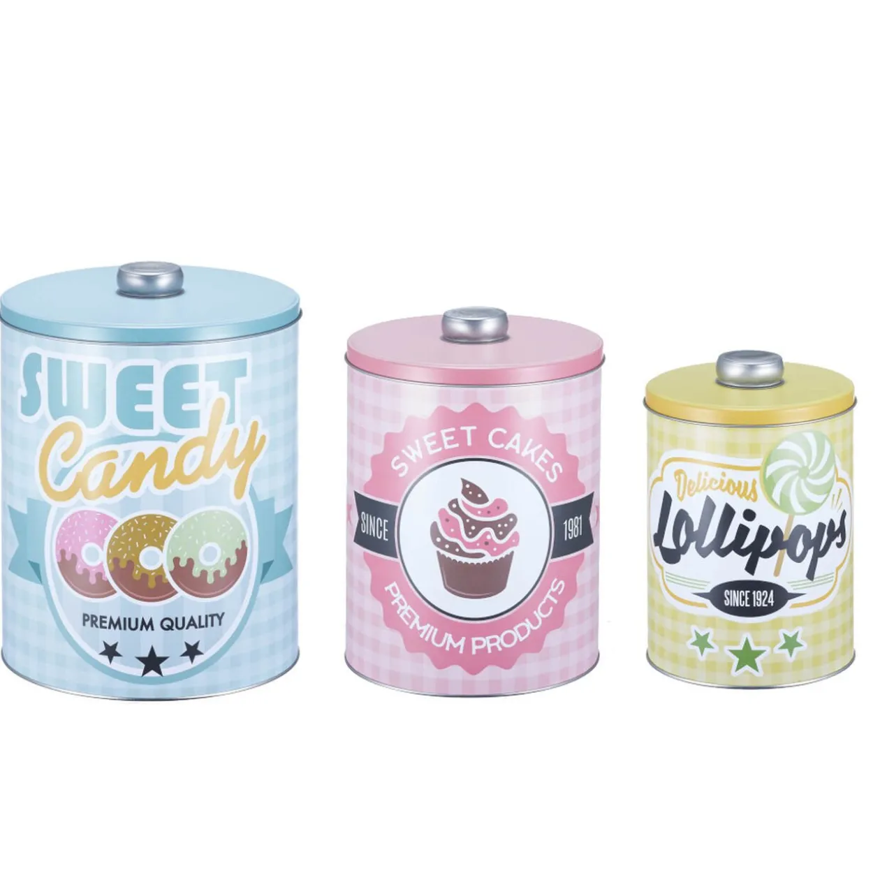 Boîte vintage encastrable bleue rose et jaune x3