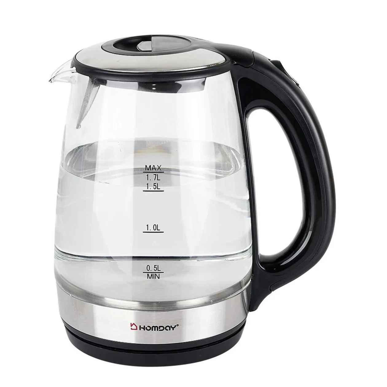 Bouilloire en verre Homday électrique à LED bleu 1,7L