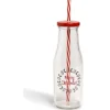 Bouteille en verre 450ML avec paille