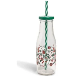 Bouteille en verre 450ML avec paille