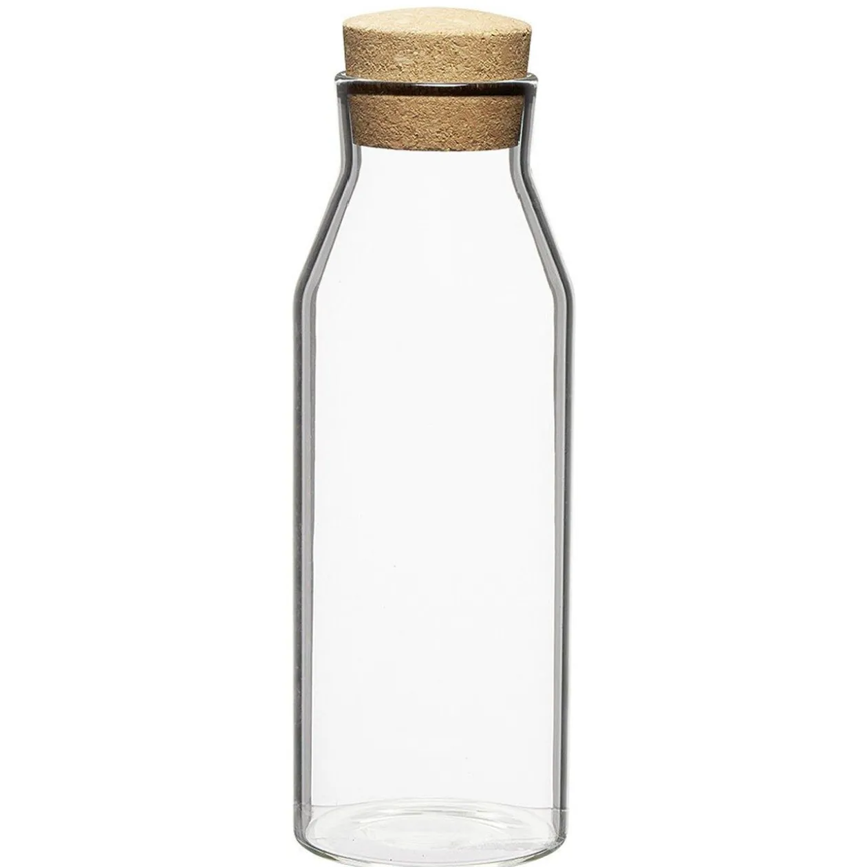 Bouteille en verre transparent et bouchon liège 1L