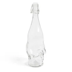 Bouteille Halloween 1L en verre forme tête de mort noire