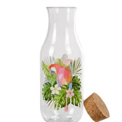 Bouteille plastique et bouchon liège perroquet exotique