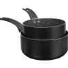 Casserole noire à induction effet pierre x2